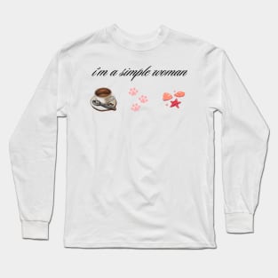 I'm A Simple Woman Summer Coffee Paw Dog&cat Long Sleeve T-Shirt